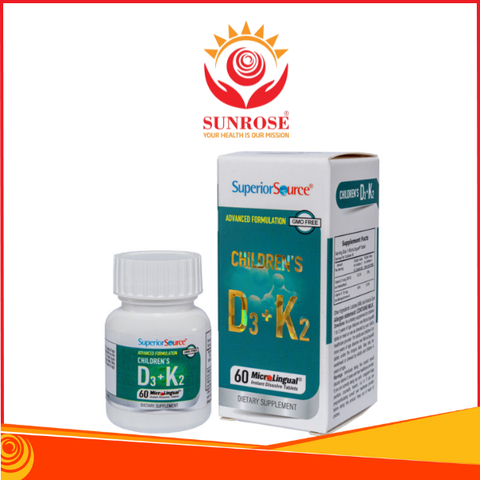  Children's D3 + K2 – Bổ sung vitamin D3 và K2, hỗ trợ hấp thu canxi, tốt cho xương và răng của bé Hộp 60 viên 