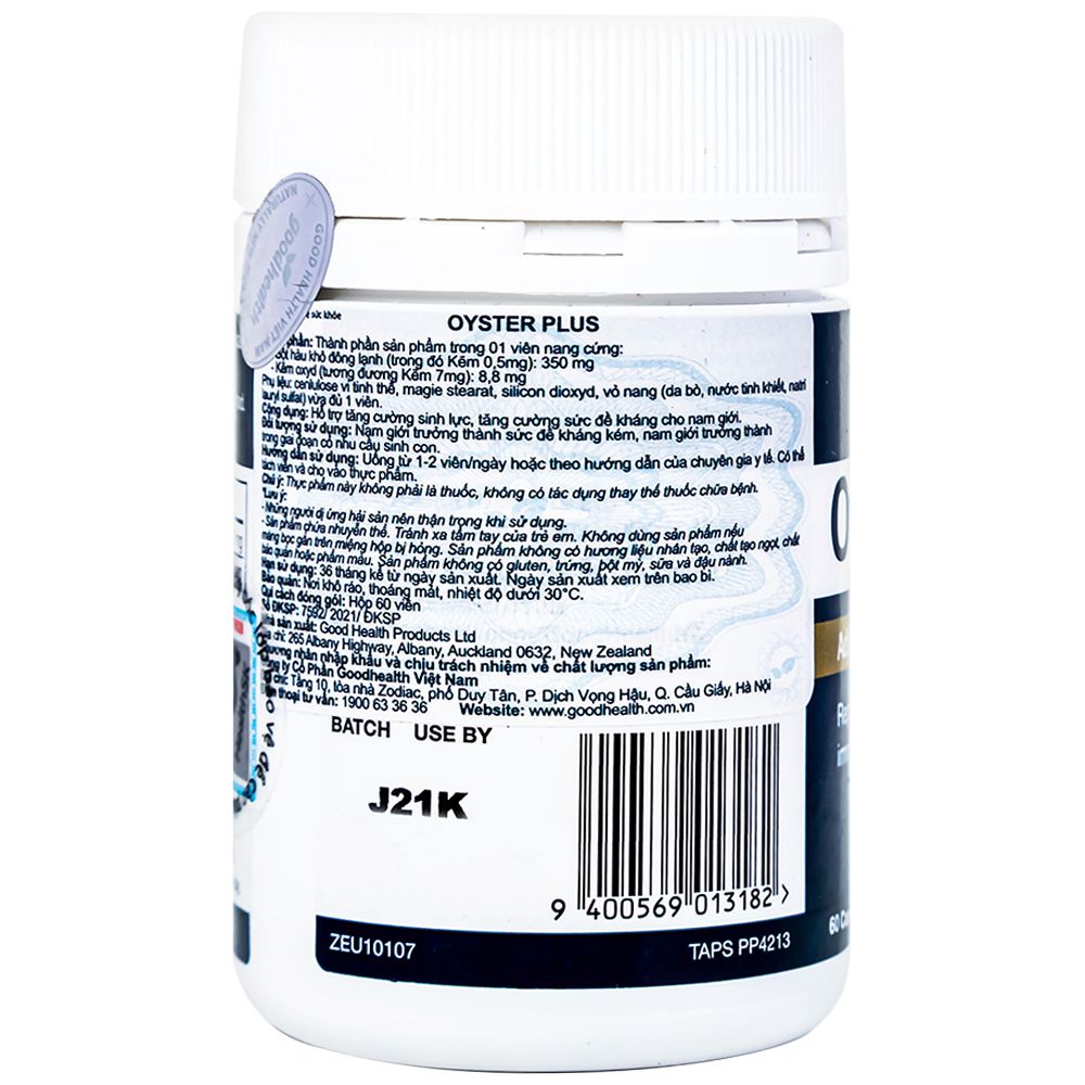  Viên uống Oyster Plus Goodhealth hỗ trợ tăng cường sinh lực, tăng cường đề kháng cho nam giới (60 viên) 