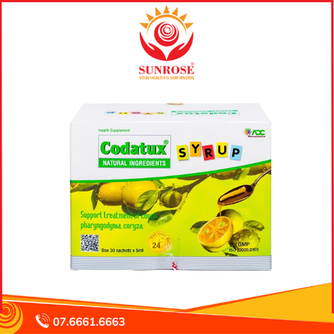  Siro Codatux Syrup ADC hỗ trợ long đờm, giảm ho, đau họng (30 gói x 5ml) 