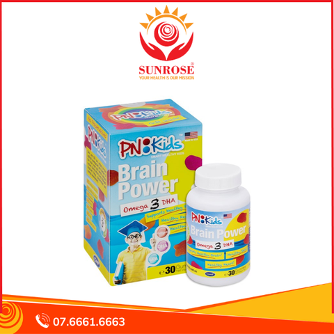  Viên nhai Dầu cá PN Kids Brain Power Omega 3 DHA bổ não lọ 30 viên 