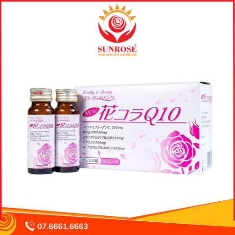  Nước uống Hana Colla Q10 Collagen Jpanwell chống oxi hóa cho cơ thể (10 chai x 50ml) 