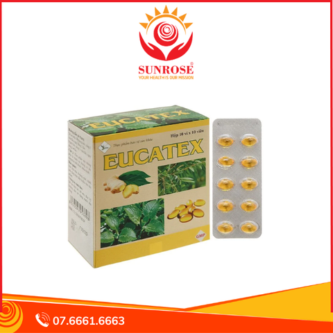  Eucatex vàng hỗ trợ giảm ho, đau rát họng hộp 100 viên 