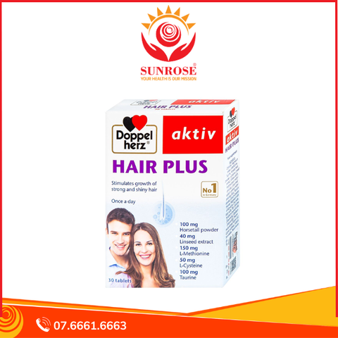  Viên uống Hair Plus Doppelherz Aktiv bổ sung vitamin và khoáng chất (2 vỉ x 15 viên) 