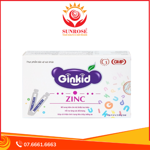  Siro Ginkid ZinC bổ sung kẽm, hỗ trợ tăng sức đề kháng (4 vỉ x 5 ống x 5ml) 