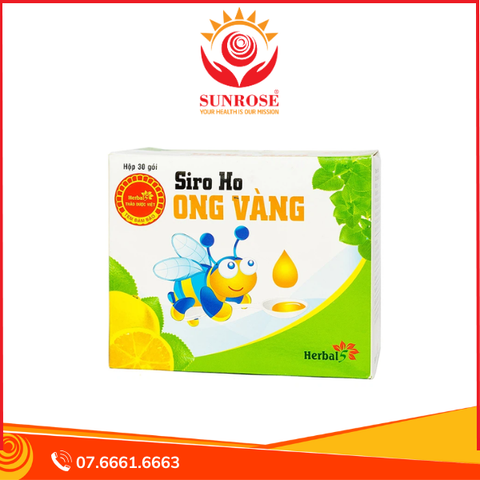  Siro ho Ong Vàng Thảo Dược Việt hỗ trợ làm ấm và sạch họng, giảm ho (30 gói x 5ml) 
