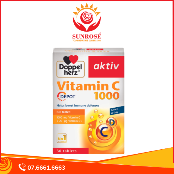  Vitamin C1000 - Hỗ trợ tăng cường sức đề kháng - Hộp 30 viên 