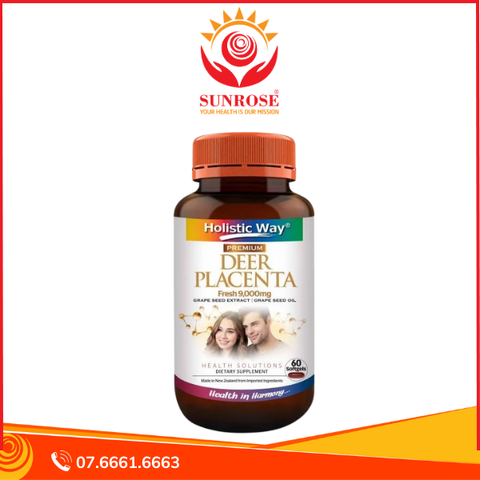  Premium Deer Placenta Fresh 9,000 mg - Hỗ trợ hệ thống miễn dịch khỏe mạnh, cải thiện sức khỏe và sinh lý cho nam và nữ, Lọ 60 viên 
