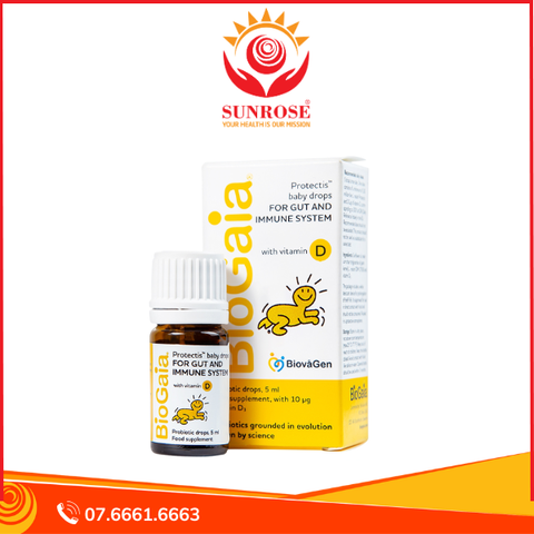  Men vi sinh BioGaia Protectis Baby Drops Vitamin D3 bổ sung lợi khuẩn cho đường tiêu hóa và vitamin D (5ml) 