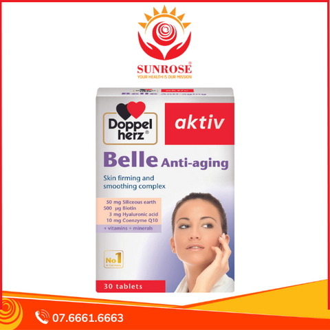  Thực phẩm bảo vệ sức khỏe Belle Anti-aging - Hỗ trợ ngăn ngừa và làm giảm quá trình hình thành nếp nhăn, nám da và sạm da, Hộp 30 viên 