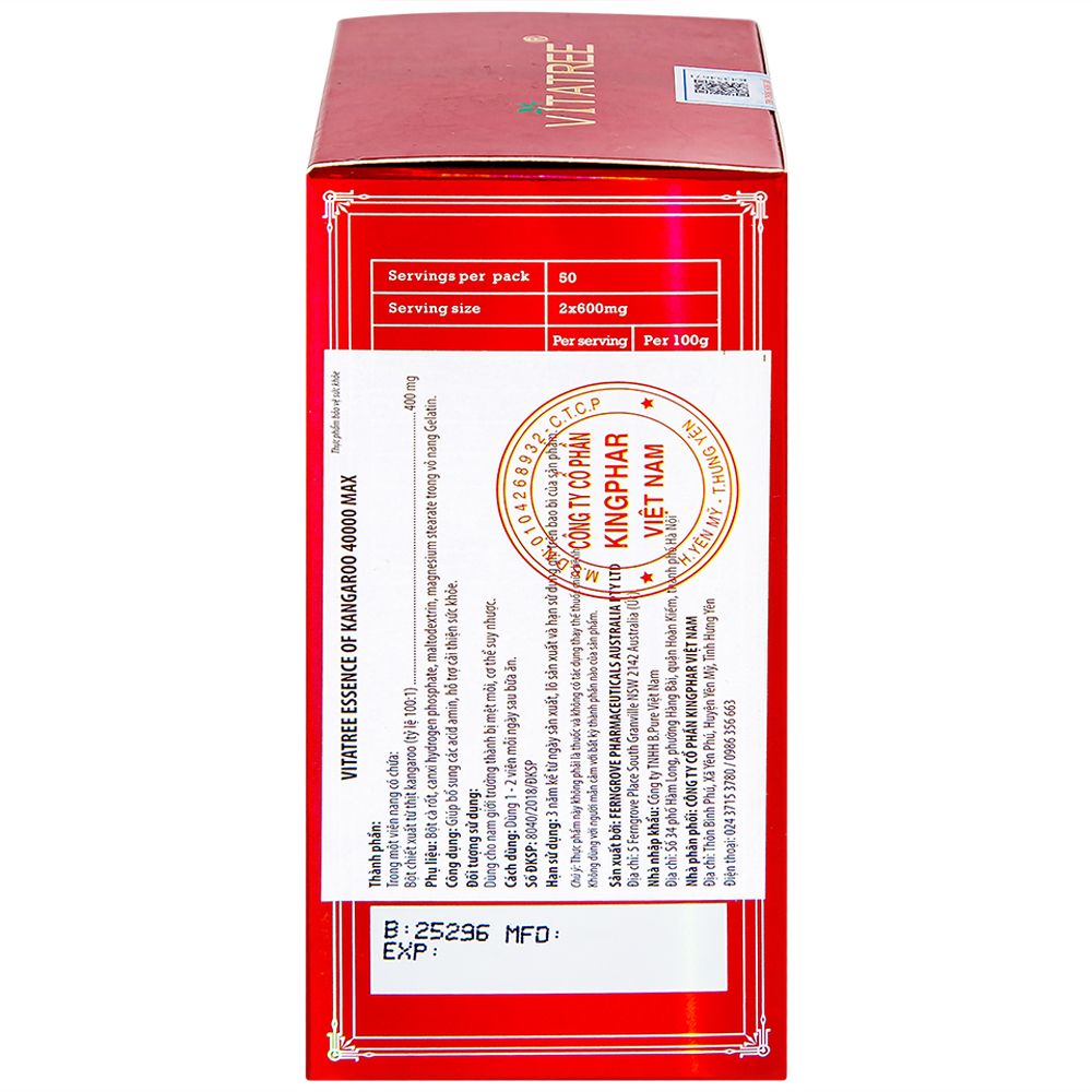  Viên uống Essence Of Kangaroo 40000 Max Vitatree bổ sung các acid amin, hỗ trợ cải thiện sức khỏe (100 viên) 