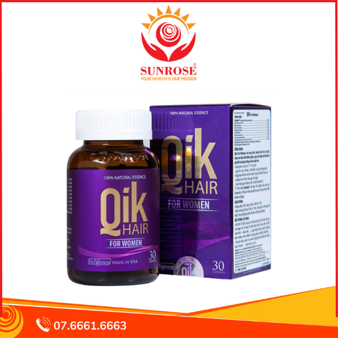  Viên uống QiK Hair For Women Ecogreen giúp giảm rụng tóc ở nữ giới, giúp tóc mọc nhanh ( Hộp 30 viên) 