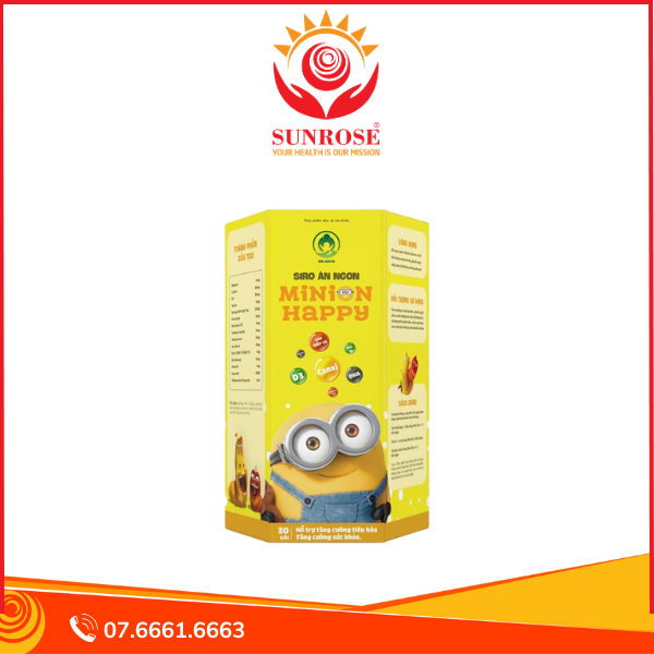  Siro Ăn Ngon Minion Happy - Sản Phẩm Hỗ Trợ Cải Thiện Chứng Biếng Ăn & Còi Xương Ở Trẻ Nhỏ(Hộp 30 gói) 