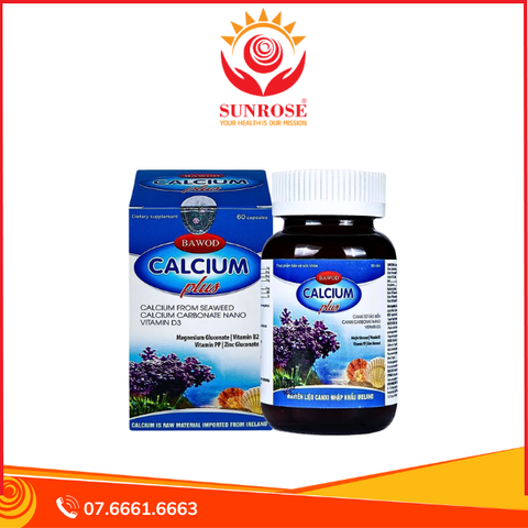  Viên uống Bawod Calcium Plus bổ sung canxi, vitamin D3 giúp răng, xương chắc khỏe (60 viên) 