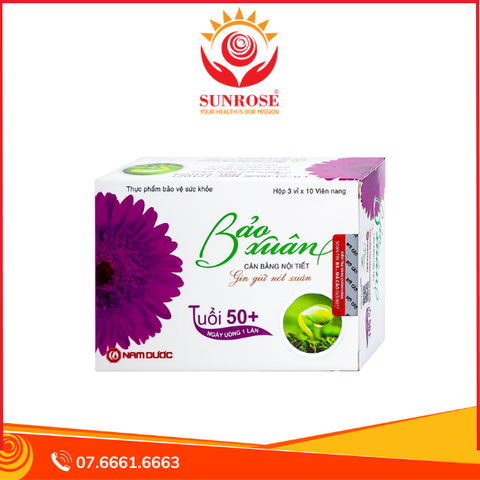  Viên uống Bảo Xuân Tuổi 50+ Nam Dược bổ sung và hỗ trợ cân bằng nội tiết tố nữ Estrogen (3 vỉ x 10 viên) 