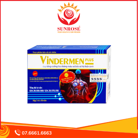  Viên uống Vindermen Plus Vinh Gia hỗ trợ hoạt huyết, tăng cường lưu thông máu não (3 vỉ x 10 viên) 