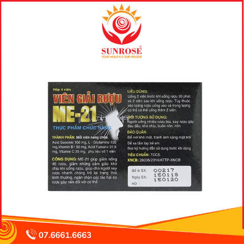  Viên giải rượu ME-21 Á Châu điều hóa chuyển hóa rượu (1 vỉ x 4 viên) 