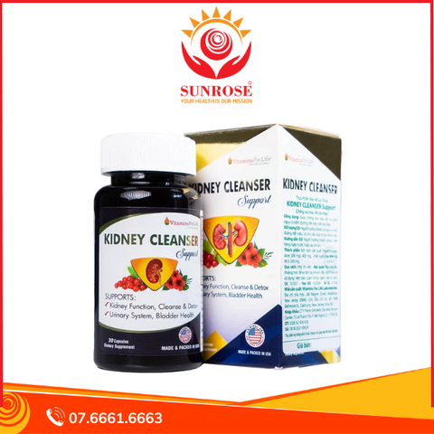  Viên uống Kidney Cleanser Support chống oxy hóa, giảm nguy cơ viêm đường tiết niệu (30 viên) 