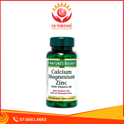  Viên uống Calcium Magnesium Zinc Nature's Bounty hỗ trợ duy trì sức khoẻ hệ xương (100 viên) 