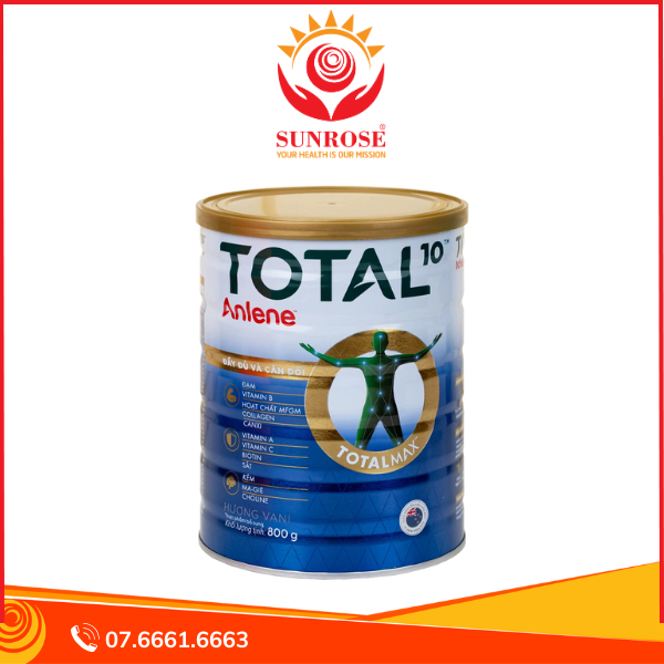  Sữa Anlene Total 10 hương vani bổ sung hệ dưỡng chất cho vận động, tiêu hóa cho người trên 40 tuổi (800g) 
