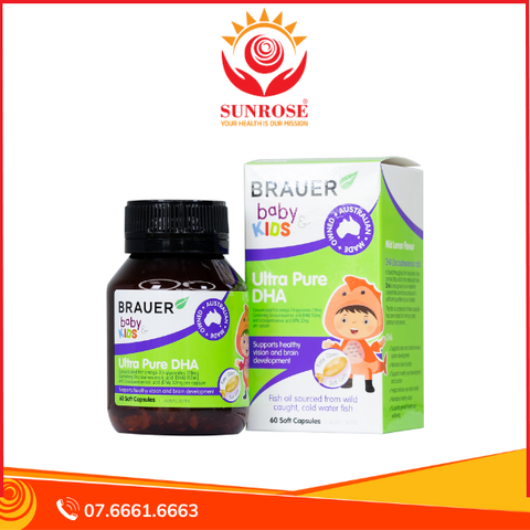  Viên uống Brauer Baby & Kids Ultra Pure DHA hỗ trợ phát triển não bổ, sức khỏe cho mắt (60 viên) 