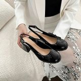  {Form Chuẩn} Giày Cao Gót 7 Phân Phối Nơ Slingback  Da Bóng V101 