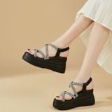  Giày Sandal Đế  Xuồng 7 Phân  Dây Chéo  508 