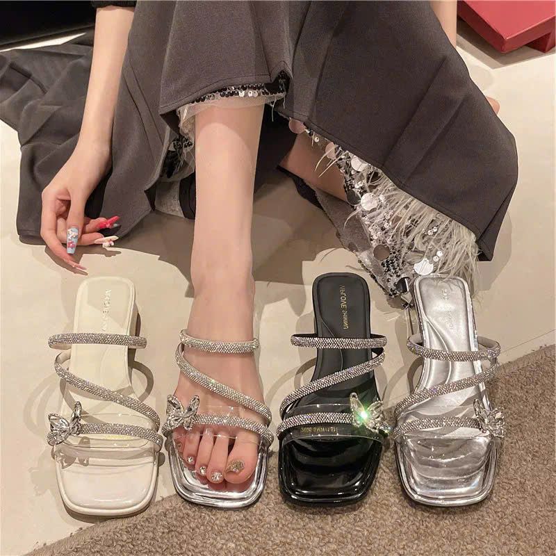  Dép Cao Gót 5 Phân Dây Mảnh Đá sang Trọng 5306 