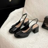  {Form Chuẩn} Giày Cao Gót 7 Phân Phối Nơ Slingback  Da Bóng V101 
