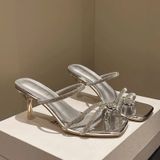  Dép Gót 6 Phân Xỏ Ngón Đính Đá sang Trọng 8639-2 