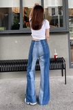  Quần Jeans Nữ Phối 2 Màu Xẻ Gấu 8023 