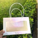  Túi Giấy Mica Mặt Kính Đựng Quà Tặng( Kẹp Tóc + Giày + Túi Xách) Kèm Giấy Rơm + Nơ 