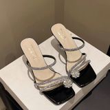  Dép Gót 6 Phân Xỏ Ngón Đính Đá sang Trọng 8639-2 