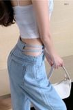  Quần Jeans Nữ Khoét Eo 2 Dây 8011 