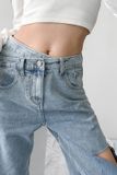  Quần Jeans Nữ Lưng Cao Cạp Chéo Rách Đùi Sành Điệu 8028 