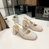  Sandal Cao Gót 7-8 Phân Đế Vuông Da Bóng 23136 