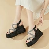  Giày Sandal Đế  Xuồng 7 Phân  Dây Chéo  508 