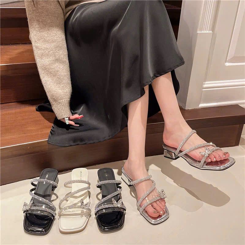  Dép Cao Gót 5 Phân Dây Mảnh Đá sang Trọng 5306 