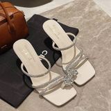  Dép Gót 6 Phân Xỏ Ngón Đính Đá sang Trọng 8639-2 