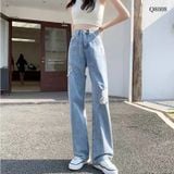  Quần Jeans Nữ In Chữ Q8008 