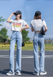  Quần Jeans Nữ In Chữ Q8008 