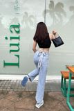  Quần Jeans nữ Dáng Suông Buộc Dây Eo Q8004 