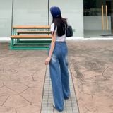  Quần Jeans Nữ Ống Rộng 8018 Rách Gối Thời Trang Cá Tính 