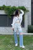  Quần Jeans Nữ Rách Đùi Wash 2 màu 8005 