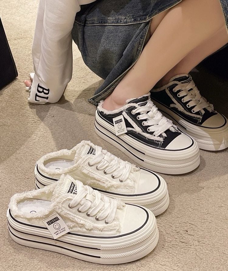  Giày sục sneaker nữ smile kiểu mới đế bằng 5cm F6 