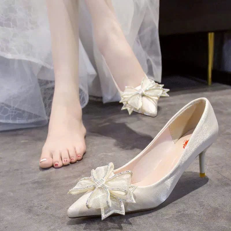  Giày Cao Gót 6 Phân Đính Nơ Cao Cấp 730-7 