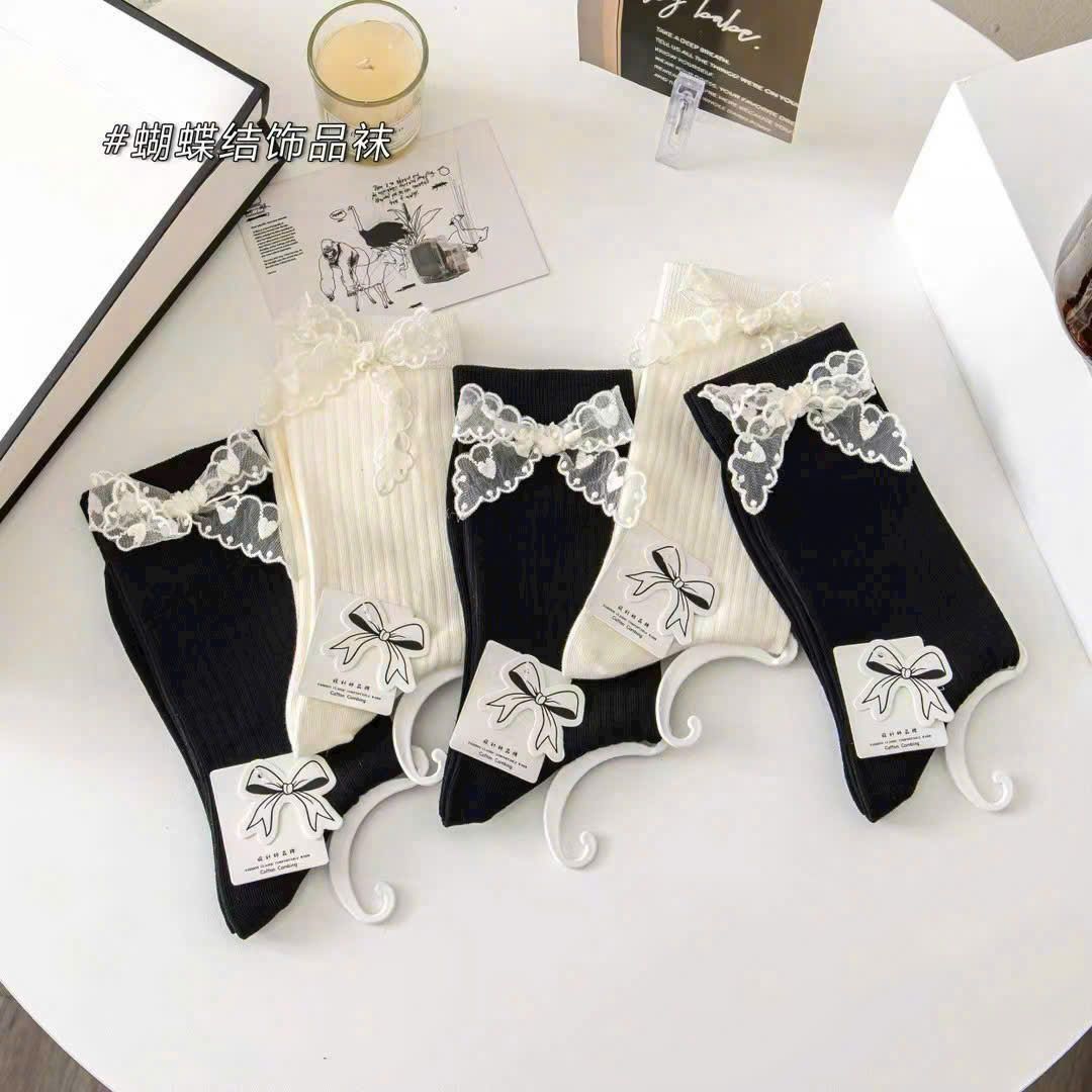  Tất Nữ Cổ Cao Đính Nơ Ren Xinh Xắn 