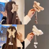  Kẹp Tóc Nơ Lông Tua Rua Nữ Tính Tiểu Thư Thanh Lịch Phong Cách Hàn Quốc KT03 