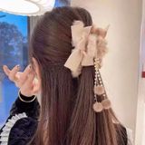  Kẹp Tóc Nơ Lông Tua Rua Nữ Tính Tiểu Thư Thanh Lịch Phong Cách Hàn Quốc KT03 