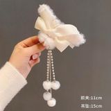  Kẹp Tóc Nơ Lông Tua Rua Nữ Tính Tiểu Thư Thanh Lịch Phong Cách Hàn Quốc KT03 
