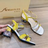  Giày Sandal Cao Gót 7 Phân  Da  Bóng  cao  cấp  220-100 